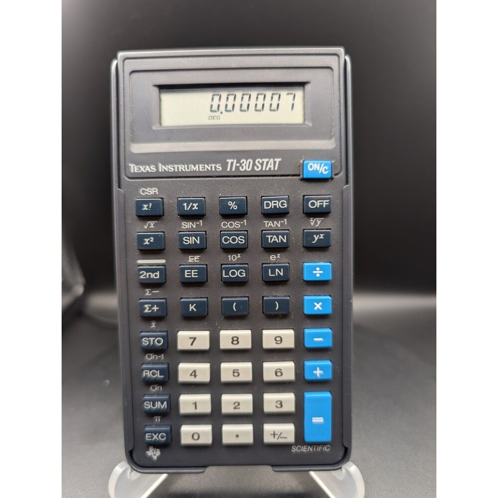 Vintage TI-30 STAT Scientific Calculator – Works, w/ Quick Reference Card & Ital